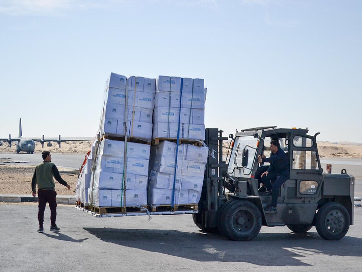 A pallet of food aid