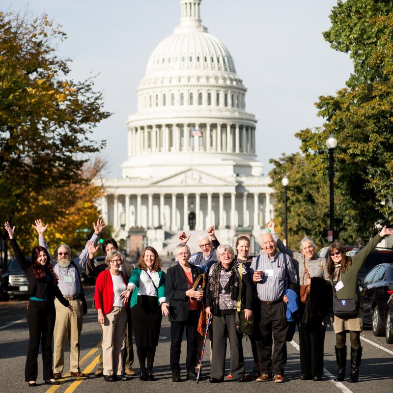 People lobbying on Capitol Hill as part of Quaker Public Policy Institute.