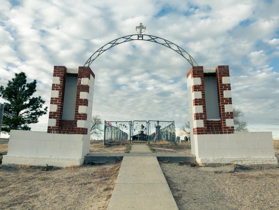 Memorial Site at Wounded Knee. This monument is erected by surviving relatives and other Ogalala and Cheyenne River Sioux Indians