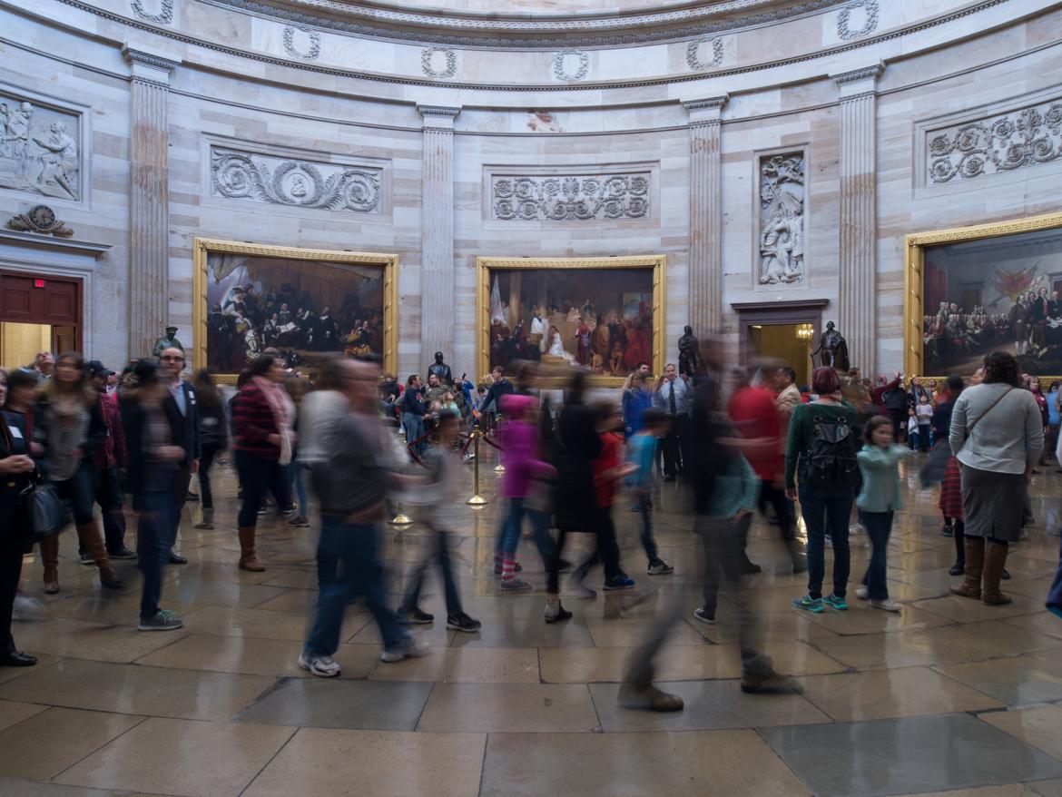 Visitors to the U.S. capitol in the "rotunda"