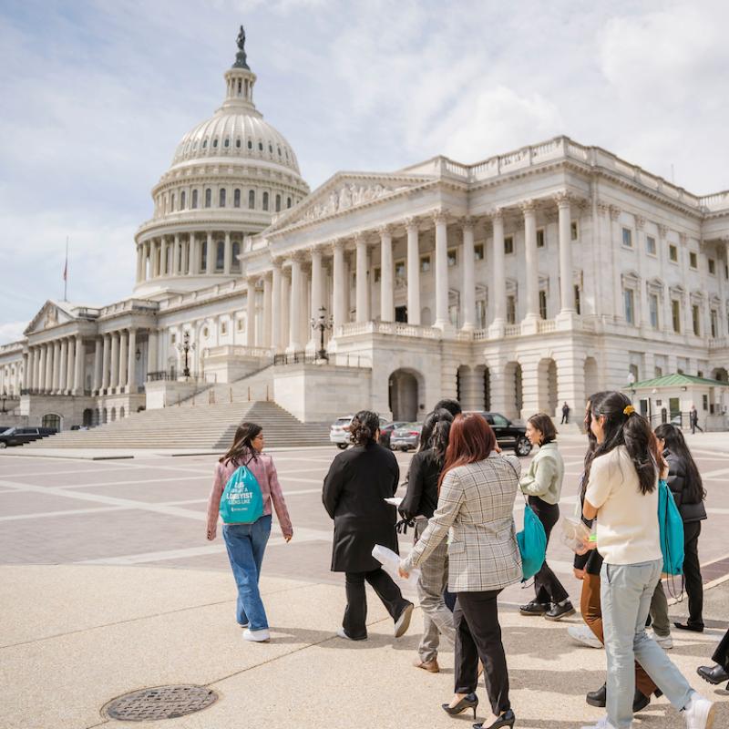 Group of young advocates walking toward the U.S. Captiol