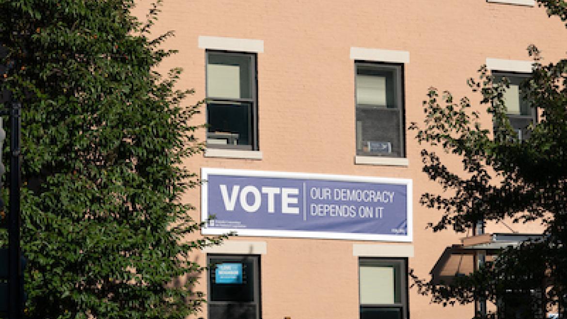FCNL Building with a Vote Sign