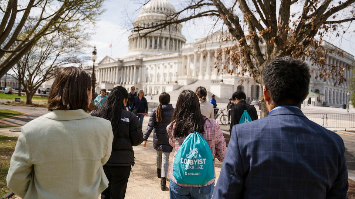 Walking toward the capitol.